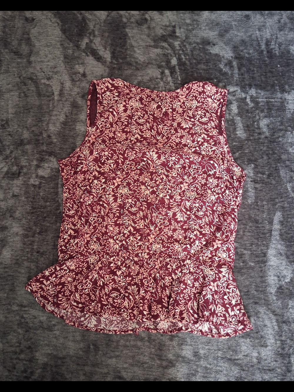 Angels Maroon Floral Sleeveless Top Womens XL Button Accents - Picture 11 of 11